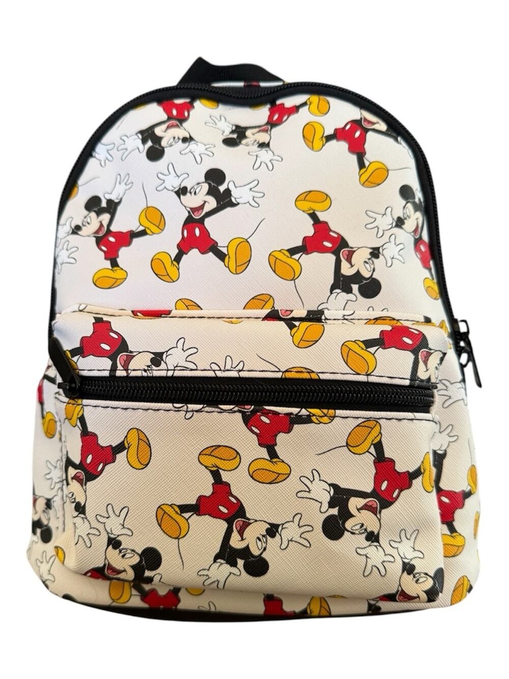 Bioworld Disney Mickey Mouse Pattern Mini Backpack - Cream, Red, Yellow, Black